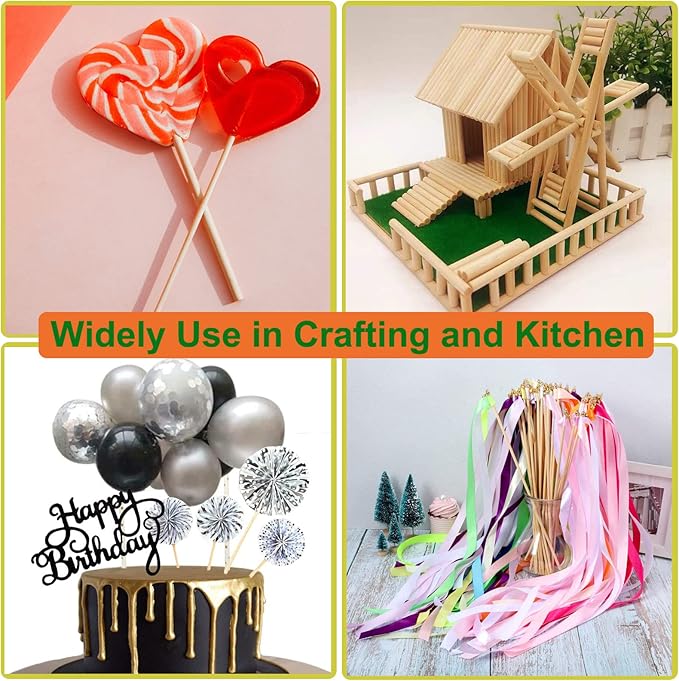 Wood Dowel Rods Wooden Dowels for Crafts, 50 PCS 1/4 x 15 Wooden Sticks for Crafts, Round Macrame Dowels, Unfinished Small Wood Sticks for Crafting, Lollipops, Tiered Cake, Photo Booth Props