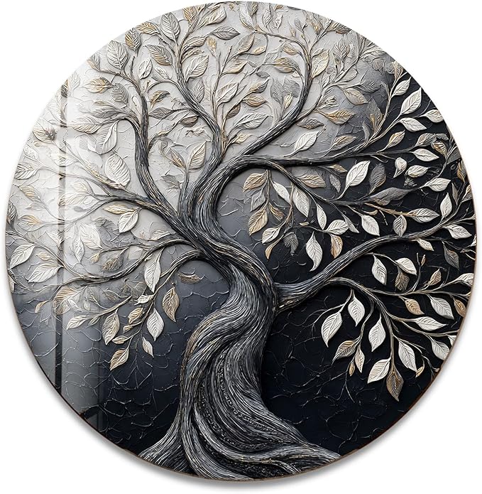 My Photostation.com 31.5''(80cm) Diameter Twilight Tree of Life Round Glass Wall Art Tempered Glass Printing Wall Decor Large Wall Art Wall Hangings