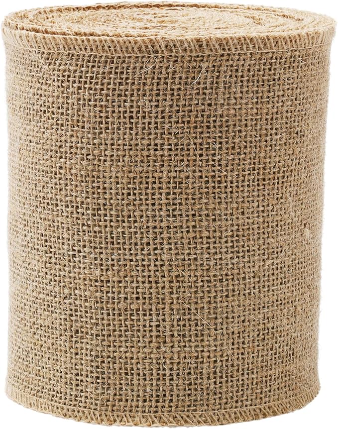 LaRibbons 6 Inch Burlap Wide Fabric Craft Ribbon,10 Yard, Natural Brown Ribbon for Bow Crafting,Wreath-Making, Tree Decoration