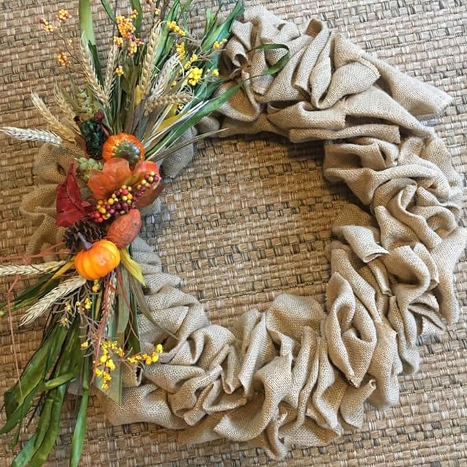 LaRibbons 2 Pcs 3 Inch Burlap Wide Fabric Craft Ribbon,10 Yard Per Roll, Natural Brown Ribbon for Bow Crafting,Wreath-Making, Tree Decoration