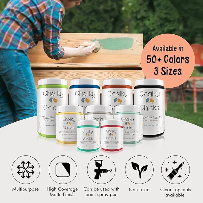 Chalky Chicks All-in-One Chalk Paint for Furniture or Cabinet - 16 Fl Oz - Matte Finish Gingers Blush Pink for Metal, Wood Furniture Paint - No Sanding All-in-One for Home Decor & Crafts, USA Made