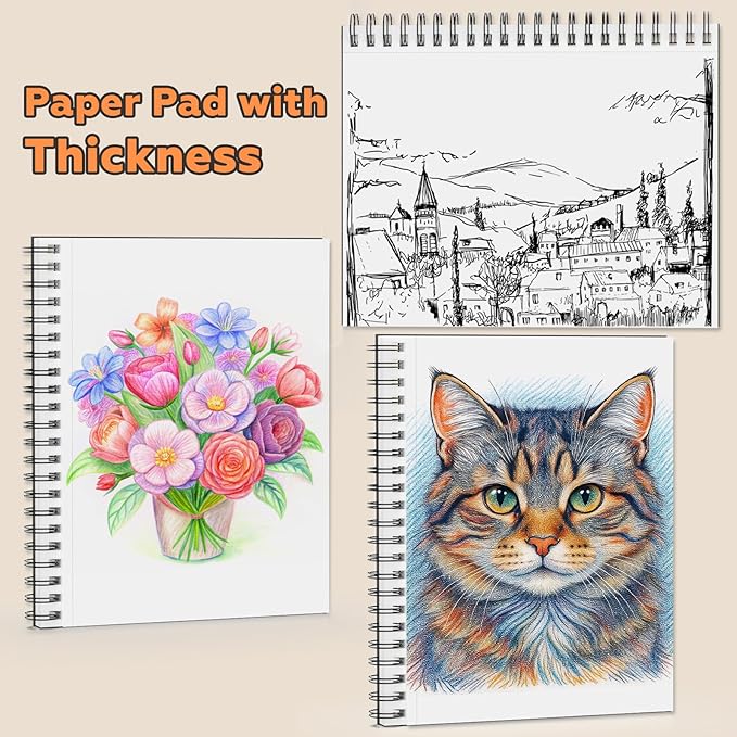 5.5" x 8.5" Sketch Book ,2 Pack 80-Sheets (68lb/100gsm),Double-Sided Hardbound Sketchbook, Spiral Bound,Acid Free Paper Painting Drawing Writing Sketching Pad for Kids Adult Teens Girls Boys