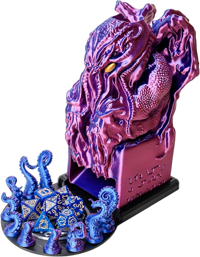3D BEST Q Cthulhu DND D&D Dice Tower,3D Printed Compatible with Dungeons and Dragons, 28mm Miniature Wargaming, Tabletop RPGs, Wargame Scenery, Endless Deep Sea Series (Purple&Blue)