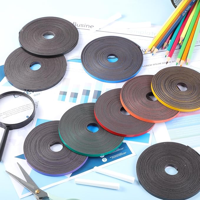 Magnetic Tape Roll Thin Strips, 0.39 Inch x 66 Feet Magnetic Board Dividers Whiteboard Graphic Decorative Tape Marking Line for Classroom Office Art Accessories(Green)