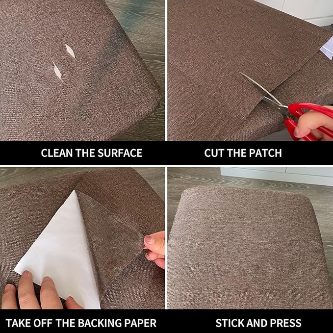 Fabric Repair Patches, 17X158 Inch Linen Repair Tape Self-Adhesive Fabric Patches Durable, DIY Large Linen Tape for Sofa, Couches, Furniture, Chair, Clothing (17X158 Inch, Brown)