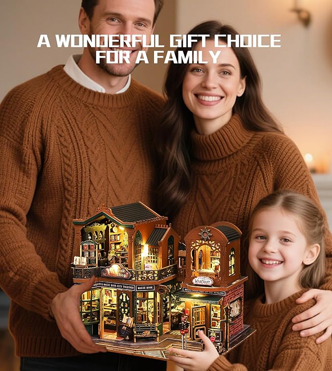 DIY Dollhouse Miniature House Kit,DIY Kit Mini House Model Comes with dust Cover and Music Box, Best Christmas Birthday Gift for Lovers Boys and Girlsļ¼Twilight Book City
