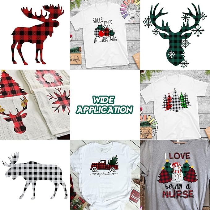 TORC Green Black Buffalo Plaid HTV Vinyl 12 inch x 10 ft, Check Heat Transfer Vinyl Iron on Transfers