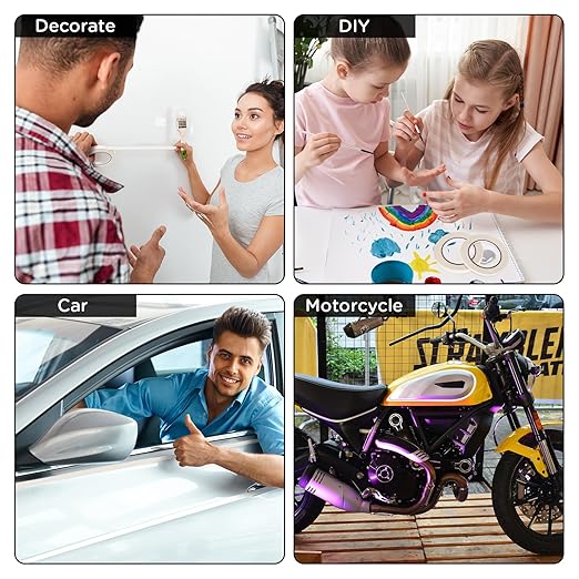Epakh 4 Rolls Pinstripe Tape, Masking Tape in 1/16, 1/8, 1/4 and 1/2 Inch Wide, for Painters Automotive DIY Car Auto Paint Art(White,55 yd)