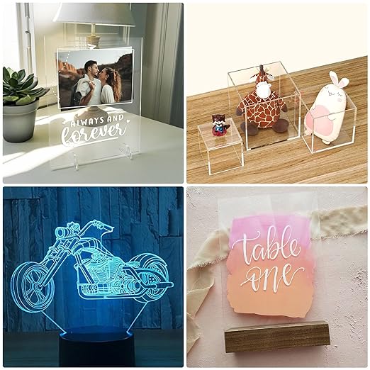 Clear Acrylic Sheet 8" x 10" Cast Plexiglass Panel 1/8" Thick (3mm) Transparent Plastic Board for Sign, Craft, Display Projects, Laser Cutting, Engraving, Pack of 2