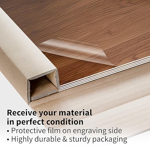 Trotec TroLase | 12"x12"x1/16", 8 Pcs | Pearwood/White | 2 Ply | Modified Acrylic | Laser Engraving Double Color Plastic Sheet | Engraving Blanks for Laser, Saw, Guillotine | Made in USA