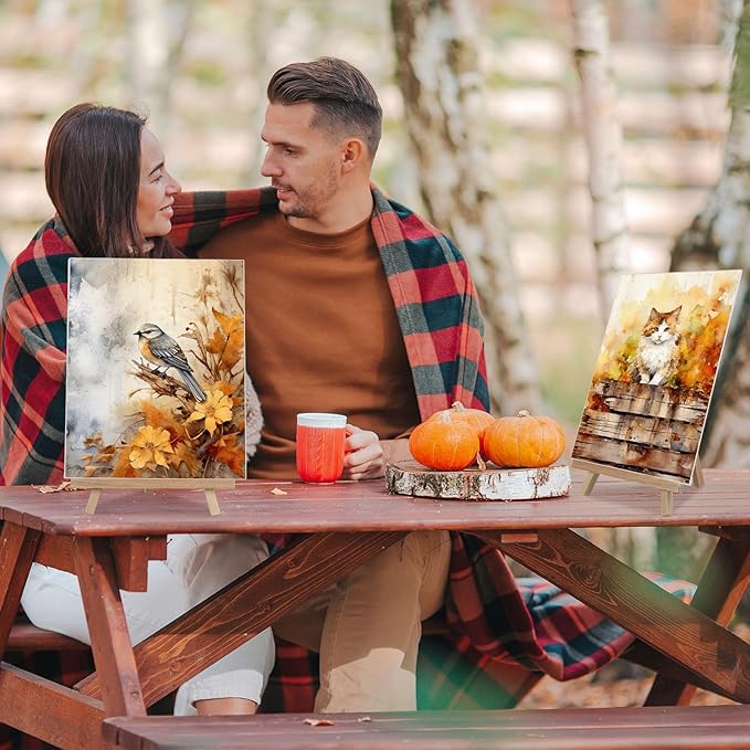 Zhanmai 12 Pack Pre Drawn Canvas for Painting Sip and Paint Kit 8" x 10" Paint Party Set Canvas Painting Pre Printed Canvases for Party Favor DIY Virtual Adult's Date Night (Harvest Autumn)
