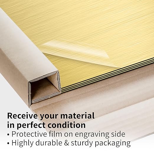 Trotec | Metallic Looking Acrylic Sheet | 12"x12"x1/16, 8 Pcs | Brushed Gold/Black | Metallic Finish - Scratch Resistant for Laser Engraving & Cutting,Printing,Glowforge,Name Plate | USA Made