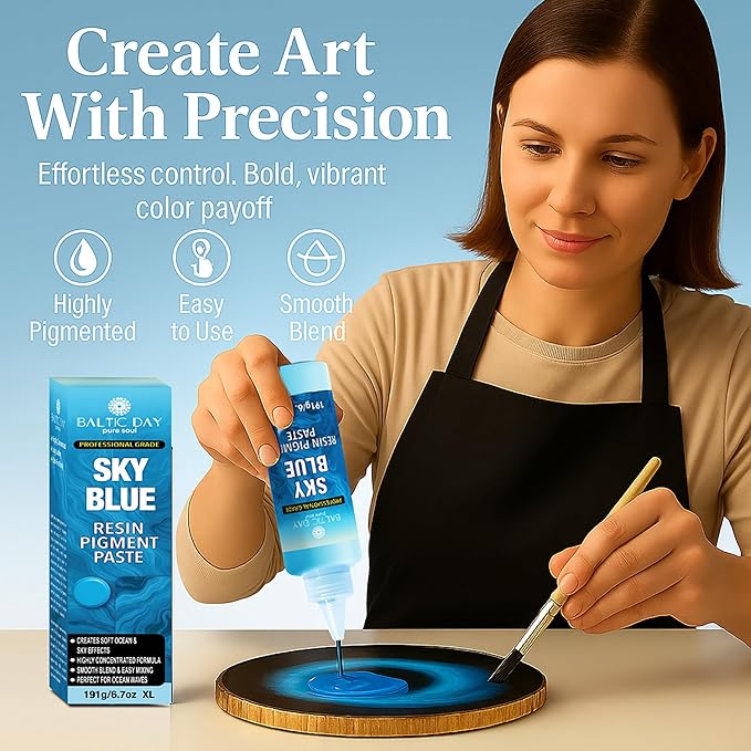 BALTIC DAY Sky Blue Epoxy Resin Pigment Paste XL (191g/6.7oz) β Opaque Epoxy Dye & High Concentration Coloring Paste, Mica Powder Alternative for Resin Art, Jewelry, Tumblers, River Tables & Crafts