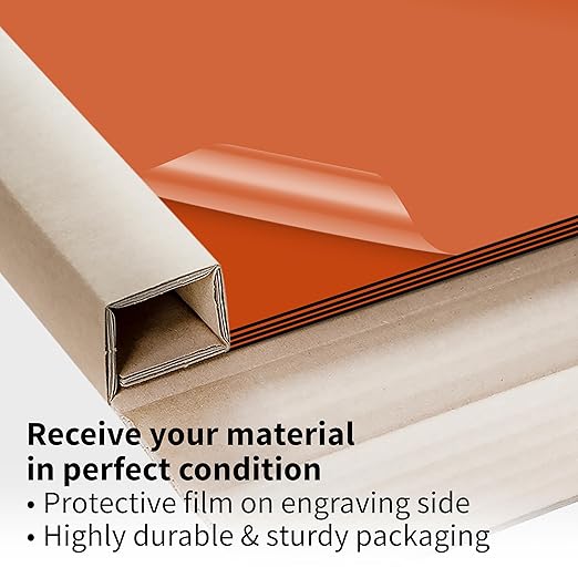 Trotec TroLase | 12"x24"x1/16", 4 Pcs | Orange/Black| 2 Ply | Modified Acrylic | Laser Engraving Double Color Plastic Sheet | Engraving Blanks for Laser, Saw, Guillotine | Made in USA