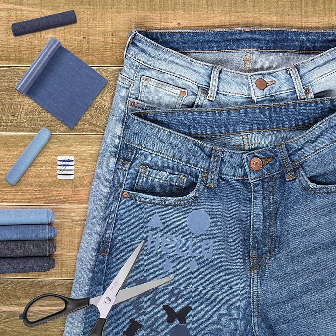 HTVRONT Iron on Patches for Clothing Repair 4 Rolls - Denim Patches for Jeans Kit 4" by 20", 4 Rolls of Iron On Denim Patches for Jeans Inside & Clothing Repair (Light Blue)