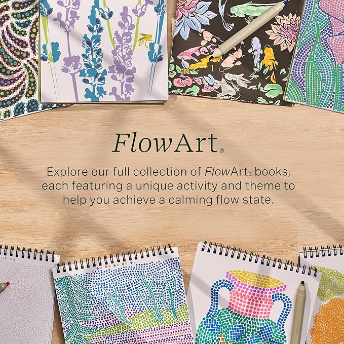 Lifelines FlowArt Activity Pad, 2-Pack & Bonus Pad - Guided Dot Art Meditations with Markers – Dot-Pop and Pogo-Dot Coloring Books for Tweens, Adults & Seniors