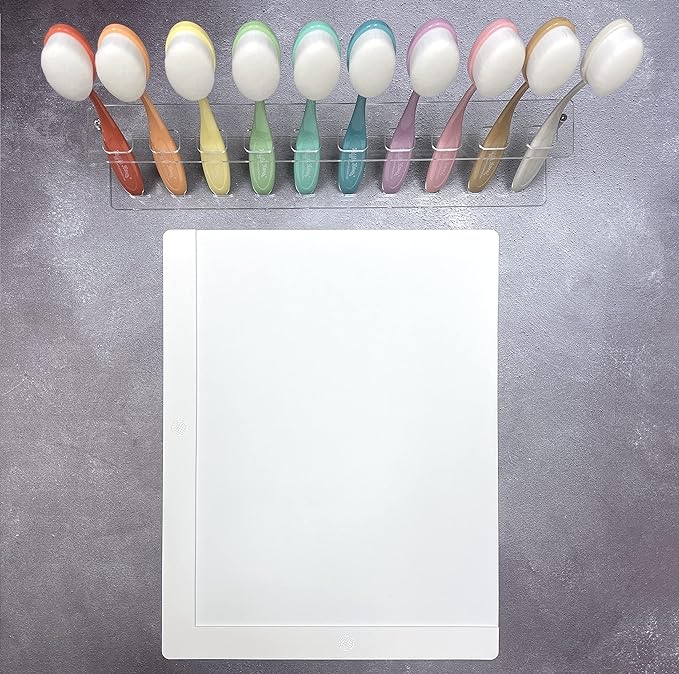 Waffle Flower 6x9 Media Mat - Matte White Silicone Craft Mat w/Bag for Ink Blending. Non-Slip, Waterproof, Heat-Resistant, Non-Stick and Non-Reflective. 6 x 9 inch Open Edge for Bigger Media Sizes.