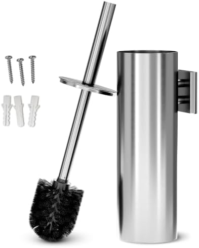 Silver Toilet Brush and Holder Set, Stainless Steel by YGIVO