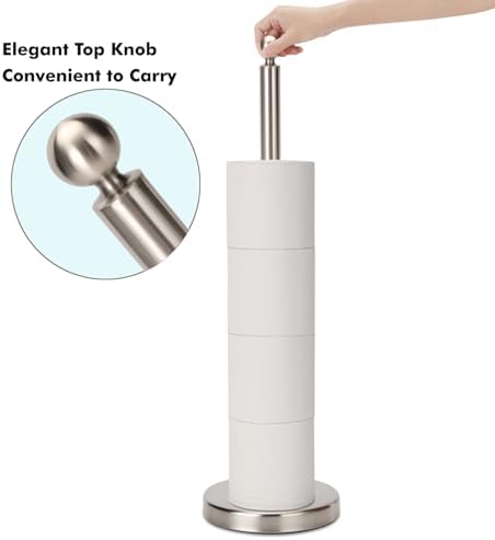Toilet Paper Holder Free Standing, Spare Toilet Paper Roll Storage Stand - Image 2