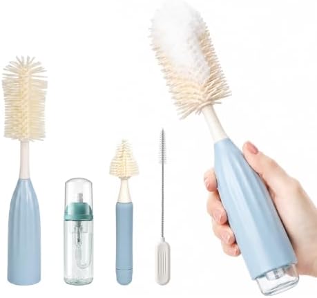 Baby Bottle Brush with Push-Press Foam Design, Silicone Bottle Brush by Cochildor
