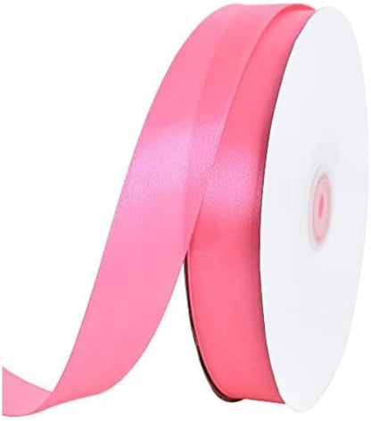 TONIFUL 1 Inch x 100yds Pink Satin Ribbon, Thin Solid Color Satin Ribbon for Gift Wrapping, Crafts, Hair Bows Making, Wedding Party Decoration, Invitation Cards, Floral Bouquets, Christmas