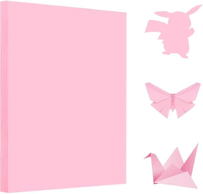 A4 Origami Paper Pink 100 Sheets, 8.27×11.7 inch Double Sided Color Easy Fold Big Origami Paper A4 Colored Copy Papers Thin 70gsm for Beginners, DIY handwork Art and Craft Projects (210 x 297 mm)