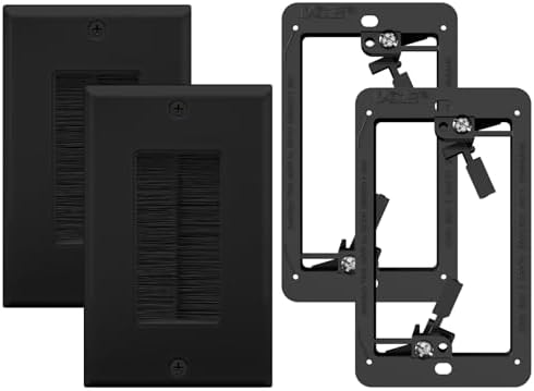 VCE Brush Wall Plate with Bracket, Cable Pass Through Insert Single Gang by VCE