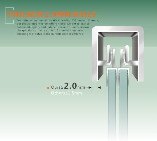 60" W x 76" H Tall Glass Shower Door Brushed Nickel - Image 3