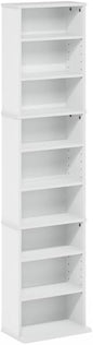 Adjustable Shelves Multimedia Storage Tower Rack with Spacious Media Organization, Durable Design, Versatile Rack for DVDs, CDs, Games, and More White/9 Tier