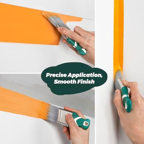 3 Pack 2" Angled Paint Brush Set, Synthetic Bristles, Rubber Short Handle - Image 3