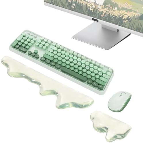 Gel Mountain Keyboard and Mouse Wrist Rest Set Abstract Clear Green Keyboard by WFCYGL