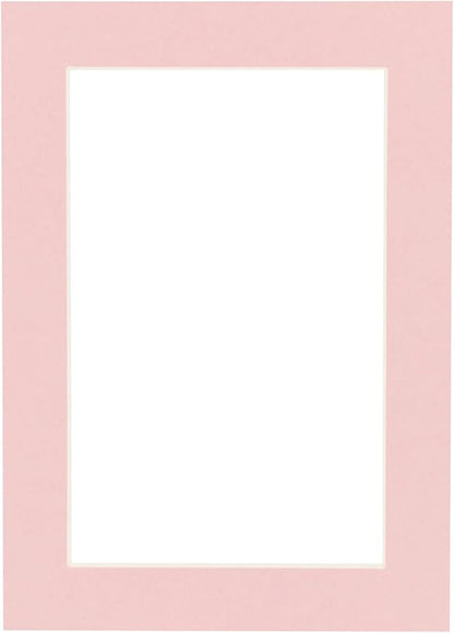 Pack of 25 Acid Free 8x10 Mats Bevel Cut for 5x8 Photos - Pink Precut Matboards With Backing Boards and Clear Photo Mat Bags For Pictures, Photos, Framing - 4-ply Thickness