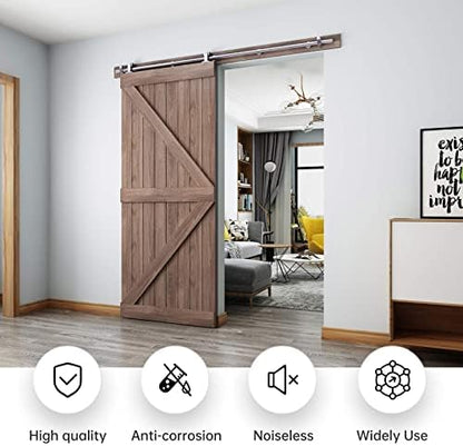 EaseLife 6 FT Top Mount Stainless Steel Sliding Barn Door Hardware Track Kit - Image 2