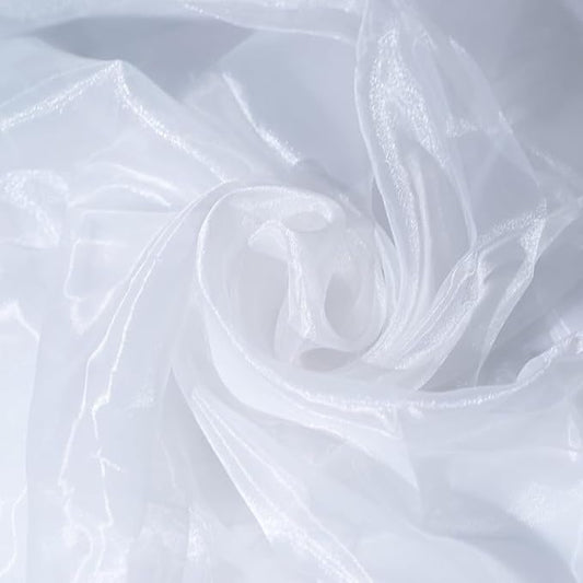Fynite White Organza Fabric by The Yard | 2 Yard Long | 44" Wide | Bridal Soft Sheer Organza Tulle for DIY Wedding Dress Fashion Craft Decorations