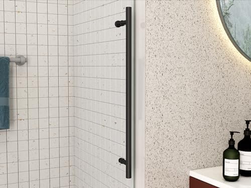 Sunrosa Frameless Sliding Shower Door 44-48" W x 76" H, Matte Black - Image 3