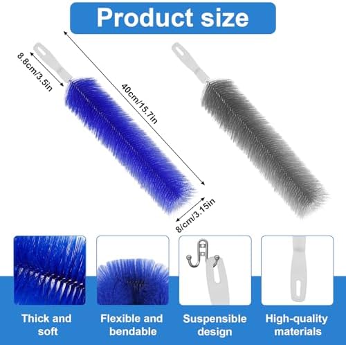 2 Pcs Cobweb Duster, Bendable Fan Cleaner Brushes Set Reusable, Plastic - Image 2