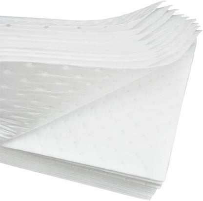 Autocare Heavyweight Oil Absorbing Pads | White Absorbing Heavy Weight Oil-Only Absorbent Mat Pad | 15" x 20" | 50 Oil Absorbent Pads |