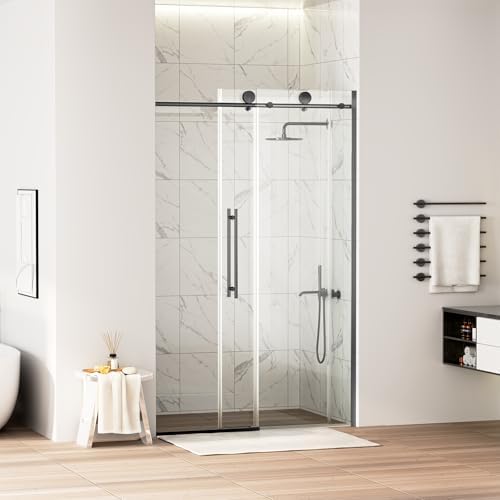 WinZo Frameless Sliding Glass Shower Door 44-48 in W x 75 in H - Image 2