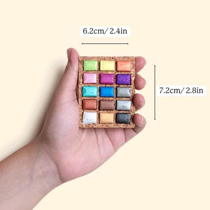 Viviva Colors Nano Watercolor Paint Set - 15 Metallic Watercolor Paints for Adults, Beginners, Artists, Hobbyists - Travel color palette, Vibrant & Handmade Mini Watercolor Kit with Mixing Palette