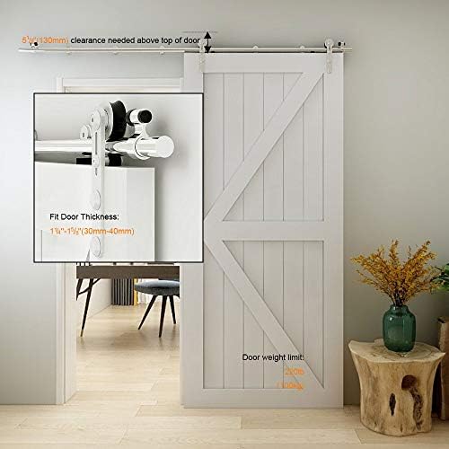 TSMST 4FT Sliding Barn Door Hardware Kit, Stainless Steel Heavy Duty Sturdy - Image 6