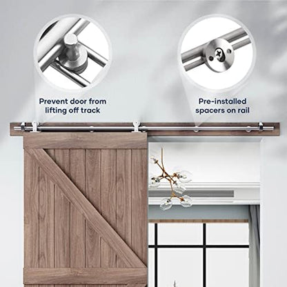 EaseLife 6 FT Top Mount Stainless Steel Sliding Barn Door Hardware Track Kit - Image 5