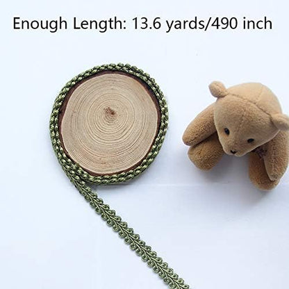 BEL AVENIR Braid Trim 1/2 inch 13.6 Yards French Gimp Basic Sewing Polyester DIY Crafts Costume Home Decorative (Green)