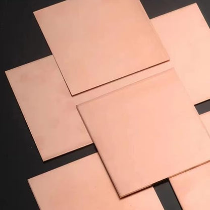 4 Pcs 99.9% Pure Copper Sheet Metal, 6" x 6", 28 Gauge(0.3mm) Thickness, Double Sided Film Attached Copper Sheets Plates for Crafting, Modelers, Jewelry, Repairs, Electrical