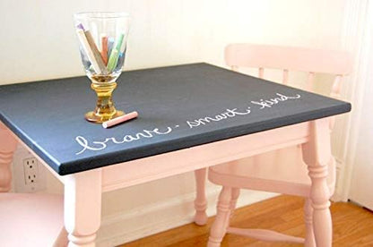 Chalkboard Blackboard Paint - Brush on Wood, Metal, Glass, Wall, Plaster Boards Sign, Frame or Any Surface. Use with Chalk Pen Wet Erase, Non-Toxic - Matte Finish [Black] - (33.8oz Cover 129 sf)