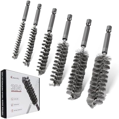 6PCS 304 Stainless Steel Bore Brush Copper Pipe Cleaner, Twisted Wire Drill by ColumPRO