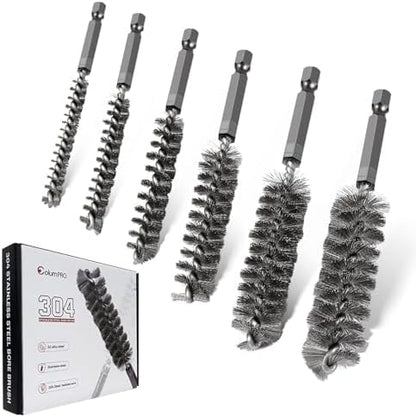 6PCS 304 Stainless Steel Bore Brush Copper Pipe Cleaner, Twisted Wire Drill by ColumPRO