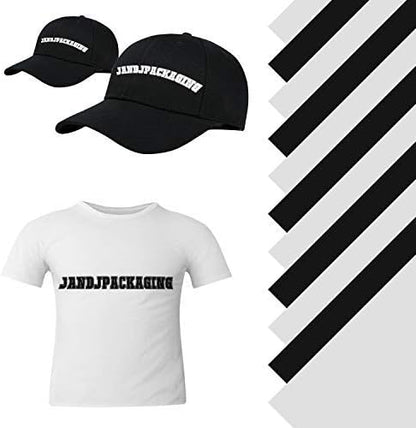 JANDJPACKAGING Heat Transfer Vinyl HTV Bundle - 5 White and 5 Black 12" X 10" Iron on Vinyl, HTV Vinyl for Cricut Silhouette Cameo Heat Press Machine with Teflon Sheet Included