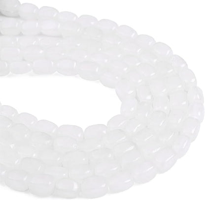 Natural White Agate Cuboid Stone Loose Semi Gemstone Beads for Jewelry Making 8mmx12mm 38cm/Strand