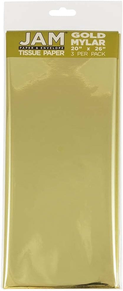 JAM PAPER Tissue Paper - Gold Mylar - 3 Sheets/Pack