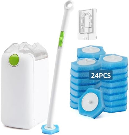 Disposable Toilet Brush and Holder Set, 24 Toilet Wand Refills by AegisHome